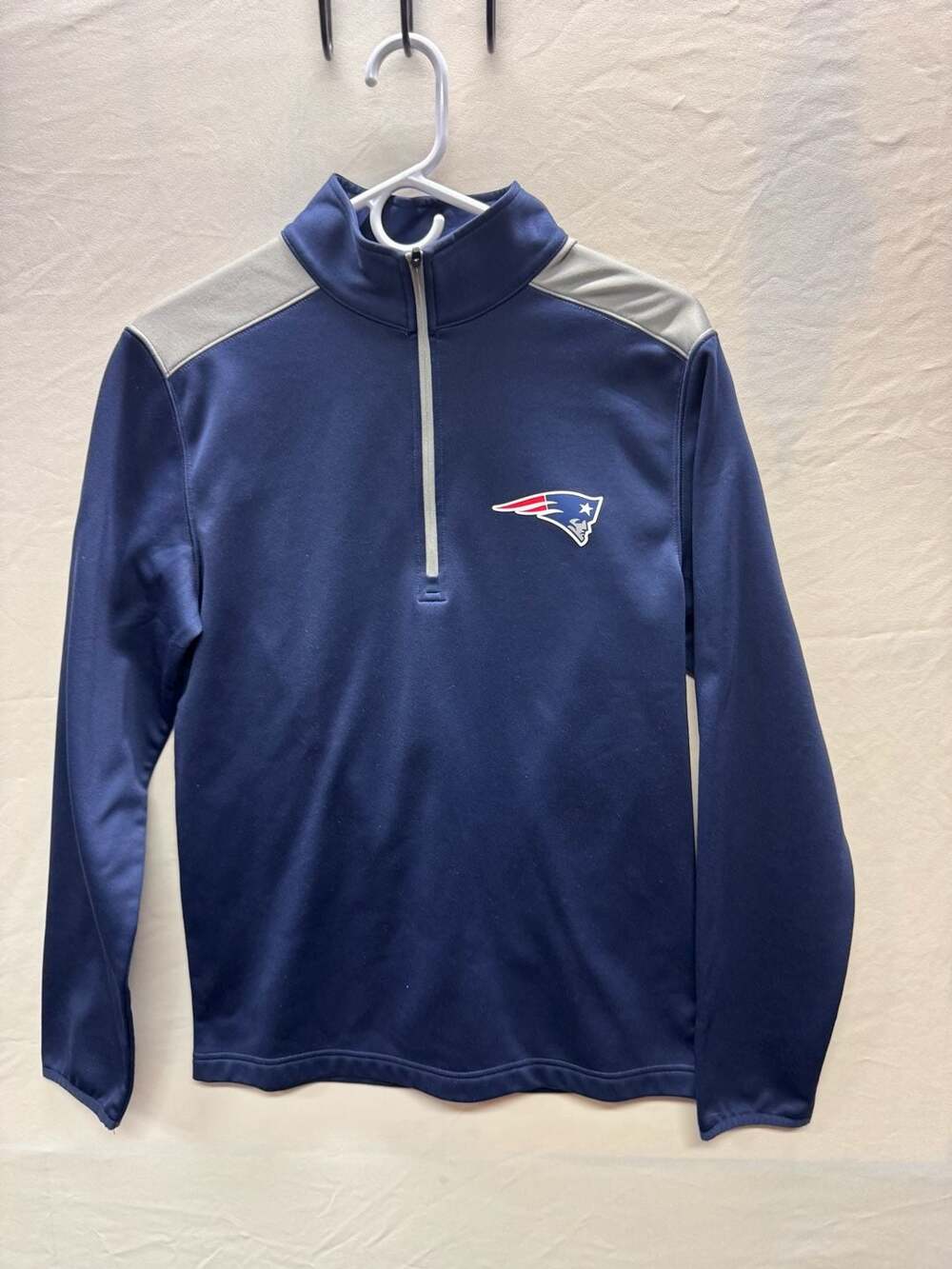 NFL Team Apparel New England Patriots Quarter Zip Size S Blue Pullover